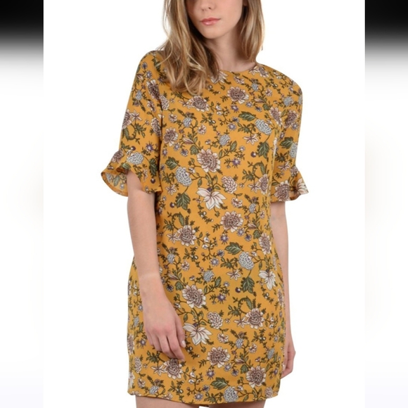Molly Bracken Floral Yellow Mini Dress Size‎ Medium - Picture 1 of 14